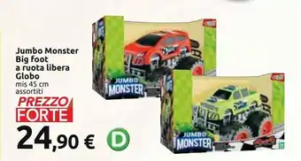 Carrefour Market Jumbo monster big foot a ruota libera globo offerta