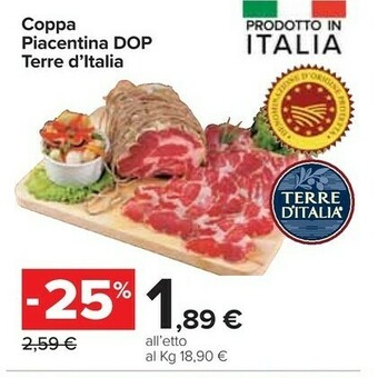 Carrefour Market Terre d'Italia Coppa Piacentina Dop offerta