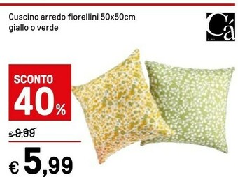 Cuscino Arredo Fiorellini 50 X 50 Cm Giallo O Verde