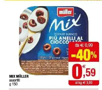 Iperal Muller Mix Yogurt Bianco Più Fiocchi Al Cioccolato 150 G(ml) offerta