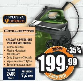 Unieuro Rowenta DG8686 Perfect Steam Pro 2400 W 1,1 L Piastra Microsteam 400 Nero, Verde offerta