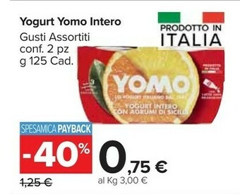 Carrefour Market Yomo Go Yogurt E Agrumi Di Sicilia 125 G(ml) offerta