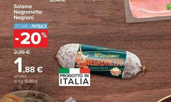 Carrefour Market Negroni Salame Negronetto offerta