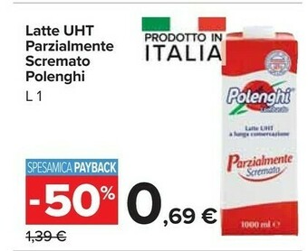 Carrefour Market Polenghi Latte UHT Parzialmente Scremato 1000 G(ml) offerta