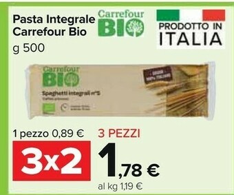 Carrefour Market Carrefour Bio Pasta Integrale offerta