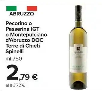 Carrefour Market Spinelli Pecorino O Passerina Igt O Montepulciano D'abruzzo Doc Terre Di Chieti offerta