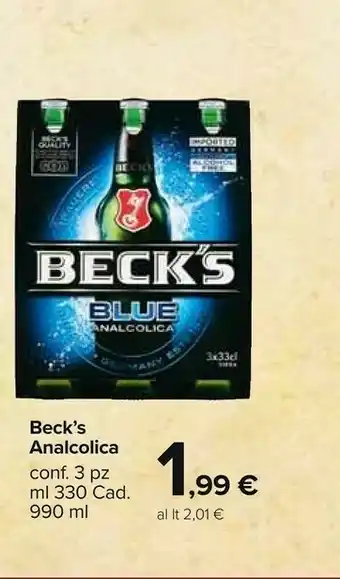 Carrefour Market Becks Beck's Beck's Blue Analcolica offerta