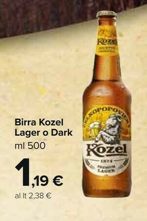 Carrefour Kozel Birra Lager O Dark offerta