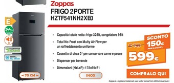Expert Zoppas Frigo 2 Porte HZTF541NH2XE0 offerta