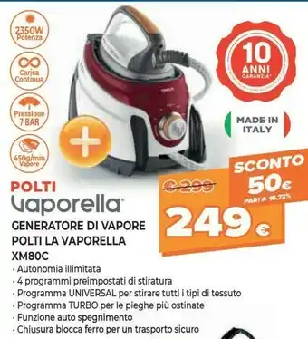 Expert Polti La Vaporella XM80C 2350 W 1,5 L Alluminio Rosso, Bianco offerta
