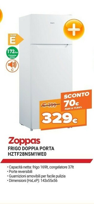 Expert Zoppas Frigo Doppia Porta HZTF28NSM1WE0 offerta