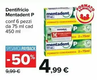 Carrefour Mentadent Dentifricio P 75 Ml offerta