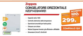 Expert Zoppas Congelatore Orizzontale HZCF145SH4WE1 offerta
