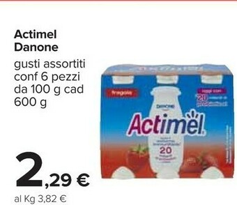 Carrefour Danone Actimel Fragola 600 G(ml) offerta