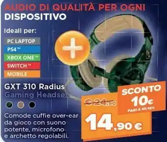 Expert Trust GXT 310C Radius Cuffia Padiglione Auricolare Connettore 3.5 Mm Mimetico offerta