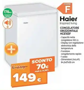 Expert Haier HCE103F Congelatore Libera Installazione Verticale Bianco 103 L F offerta