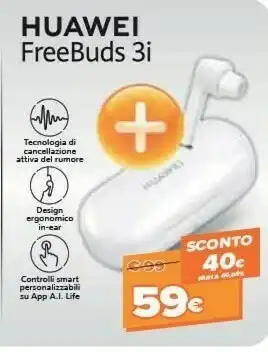 Expert Huawei FreeBuds 3i Cuffia Auricolare Bianco offerta