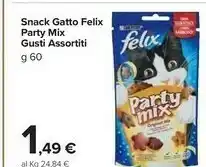 Carrefour Market Purina Snack Gatto Felix Party Mix offerta
