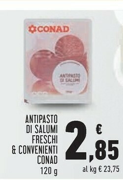 Conad Conad Antipasto Di Salumi Freschi & Convenienti 120 G offerta