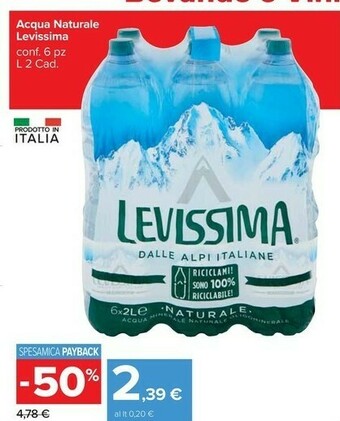 Carrefour Market Levissima Acqua Naturale 2000 G(ml) offerta