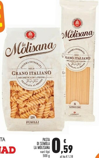 Conad La Molisana Fusilli N°28 500 G(ml) offerta