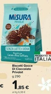 Carrefour Market Misura Biscotti Con Gocce Di Cioccolato Privolat 290 G(ml) offerta