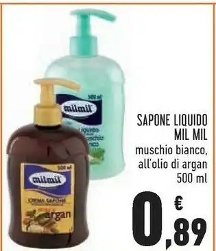 Conad Milmil Sapone Liquido Muschio Bianco/ All'olio Di Argan 500 Ml offerta