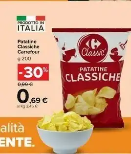 Carrefour Carrefour - Patatine Classiche 200 G(ml) offerta