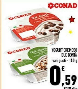 Conad Conad - Due Bontà Yogurt Cremoso Bianco Più Fragola 150 G(ml) offerta