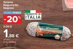 Carrefour Negroni Salame Negronetto offerta