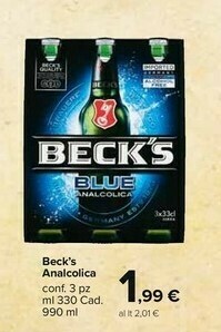 Carrefour Becks Beck's - Blue Non Alcoholic 330 G(ml) offerta