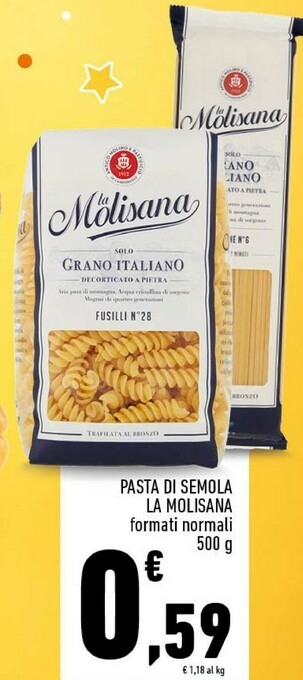 Conad La Molisana Fusilli N°28 500 G(ml) offerta