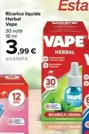 Carrefour Vape Ricarica Liquida Herbal offerta