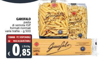 Deco Supermercati Garofalo pasta di semola IGP formati normali varie trafile g 500 offerta