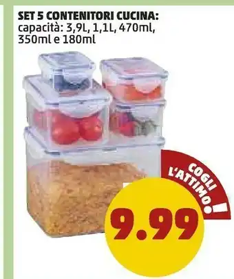 PENNY Penny Set 5 Contenitori Cucina offerta
