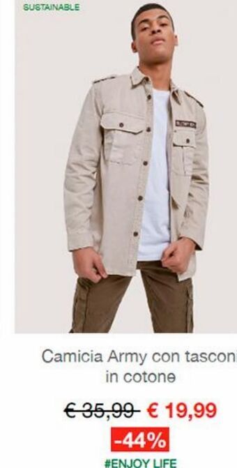 Camicia army con tasconi in cotone