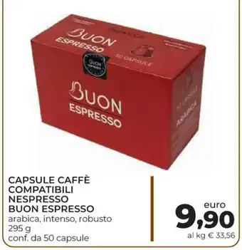 Conad Capsule Caffè Compatibili Nespresso Buon Espresso arabica, intenso, robusto 295 g conf. da 50 capsule offerta