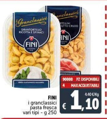 Deco Supermercati Fini i granclassici pasta fresca vari tipi - g 250 offerta