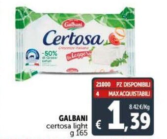 Deco Supermercati Galbani certosa light g 165 offerta