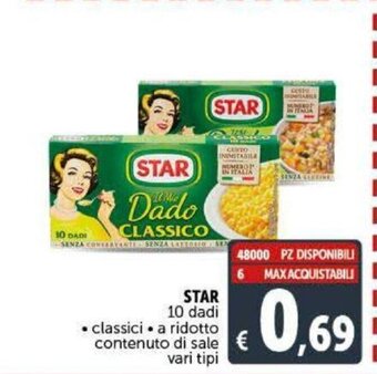 Deco Supermercati Star 10 dadi classici a ridotto contenuto di sale vari tipi offerta