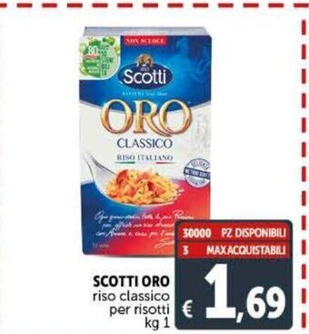 Deco Supermercati Scotti Oro riso classico per risotti kg 1 offerta