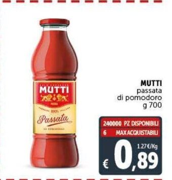Deco Supermercati Mutti passata di pomodoro g 700 offerta