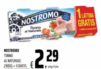 Alter Discount Nostromo Tonno Al Naturale 2x80g+1 Gratis offerta
