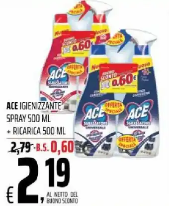 Alter Discount Ace Igienizzante Spray 500ml + Ricarica 500ml offerta