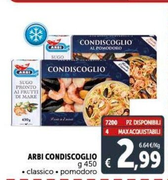 Deco Supermercati Arbi Condiscoglio g 450 classico pomodoro offerta