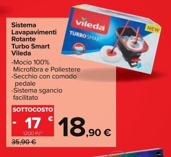 Carrefour Iper Sistema lavapavimenti rotante turbo smart vileda offerta