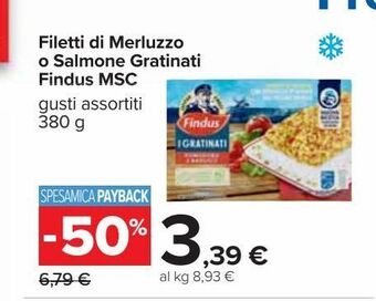 Carrefour Iper Filetti di merluzzo o salmone gratinati findus msc offerta