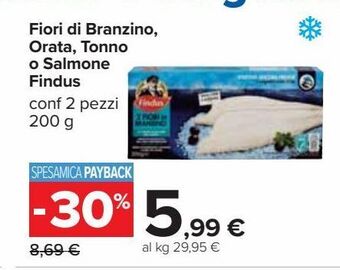 Fiori di branzino, orata, tonno o salmone findus