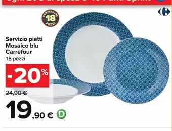 Servizio piatti mosaico blu carrefour