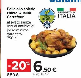 Carrefour Iper Pollo allo spiedo filiera qualità carrefour offerta